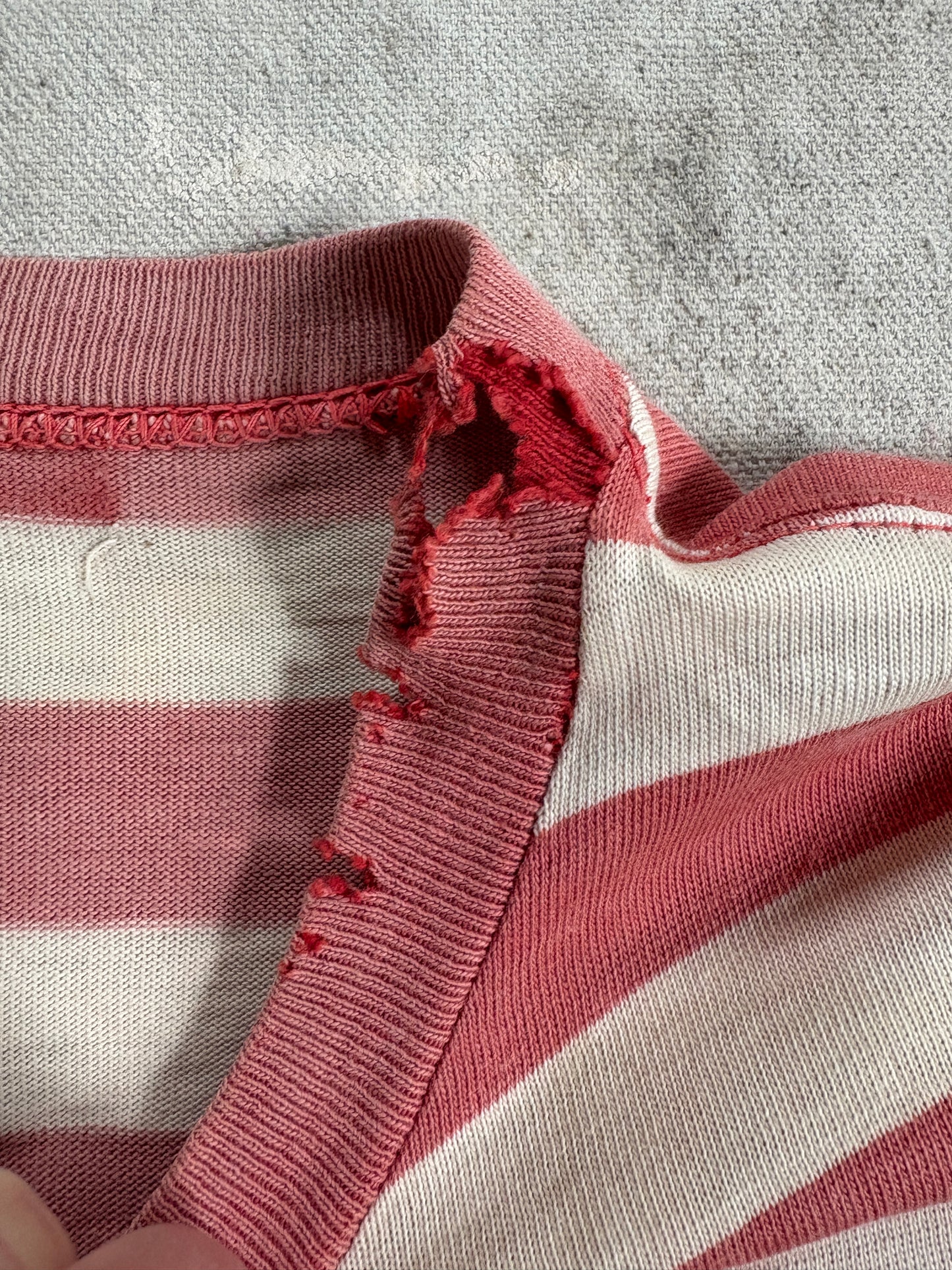 Vintage 50s Faded Red And White Stripe Tee