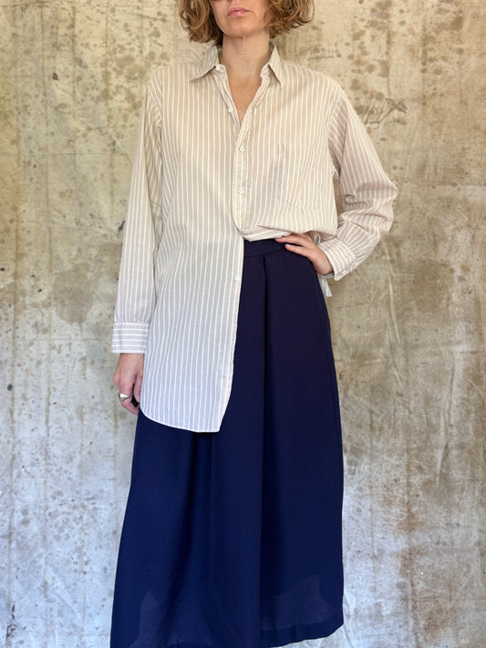 80s Navy Blue Pleated Skirt