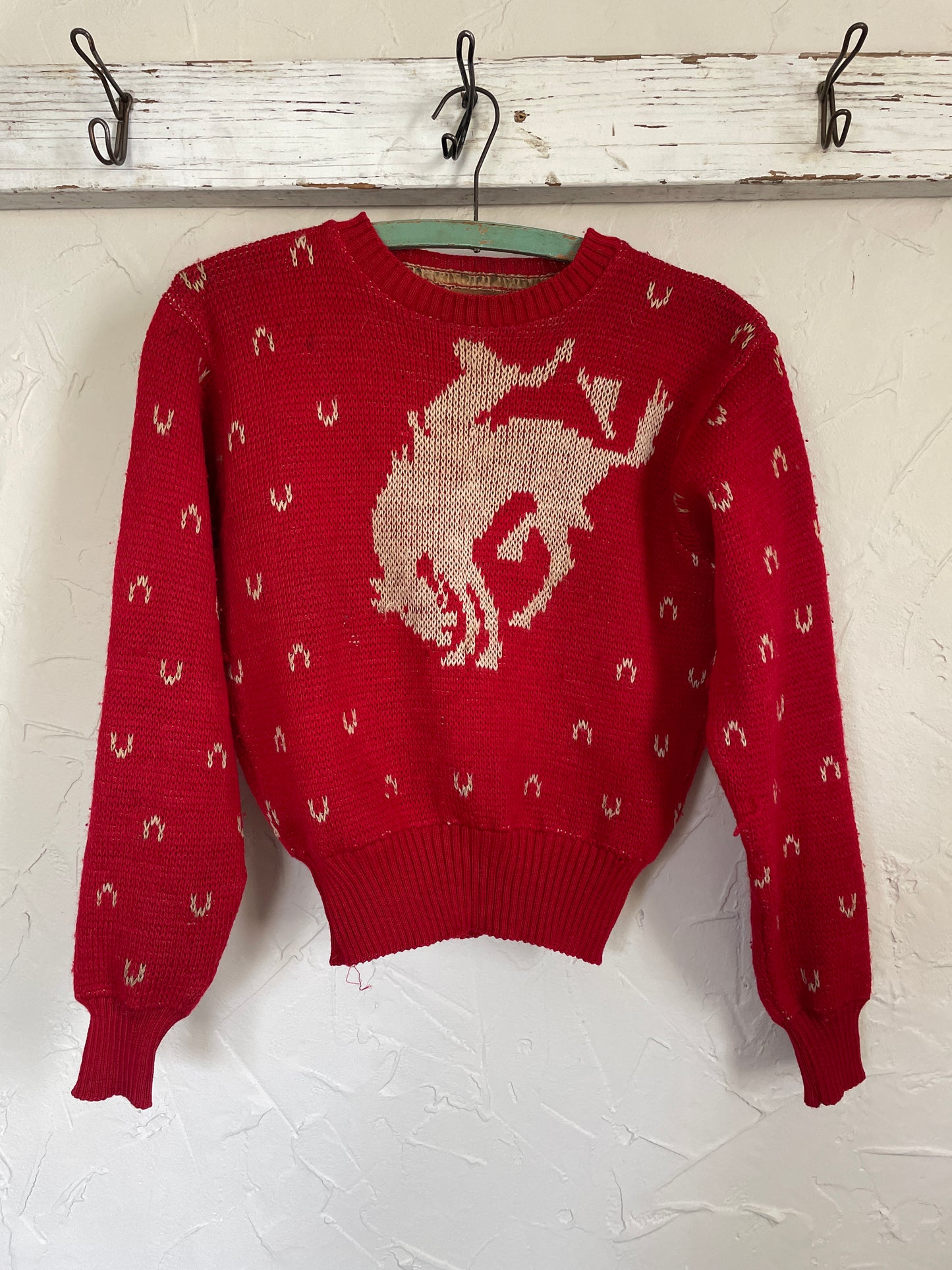 40s Jantzen Bucking Bronco Novelty Sweater