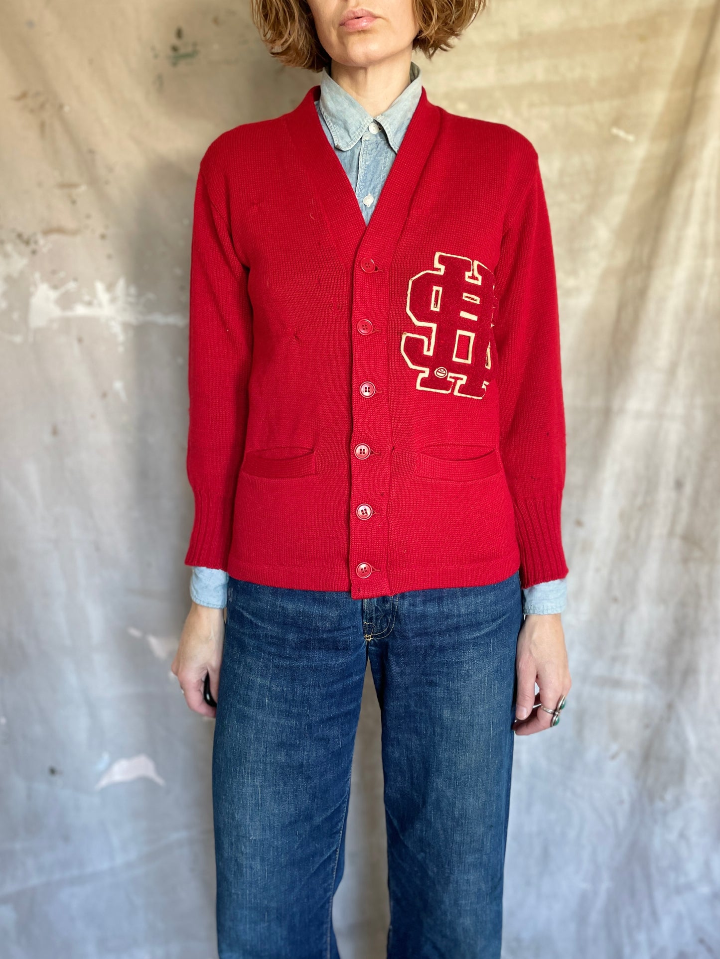 60s Red Letterman Sweater