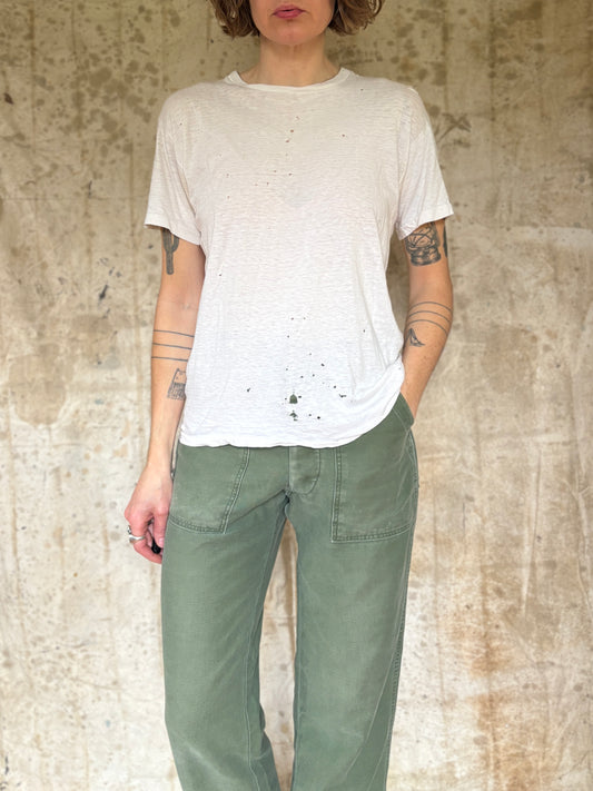 70s Thrashed Blank White Name Stencil Tee