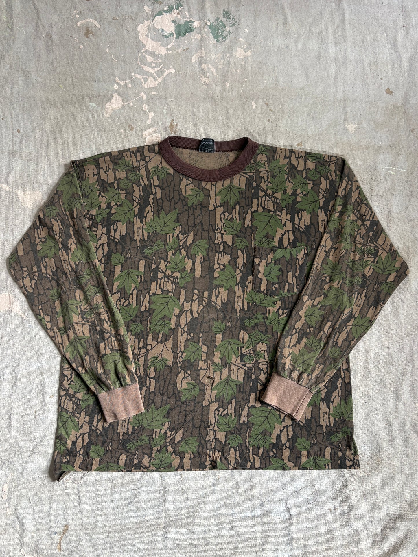 Vintage 80s/90s Trebark Camo Long Sleeve Pocket Tee