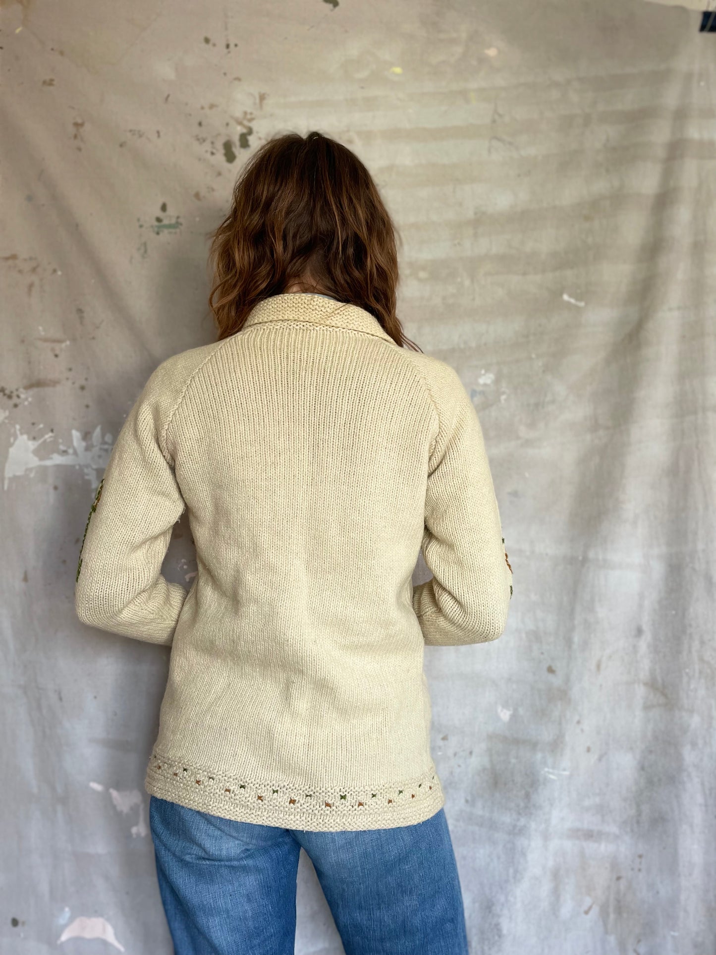 70s Fishing Theme Cardigan Sweater