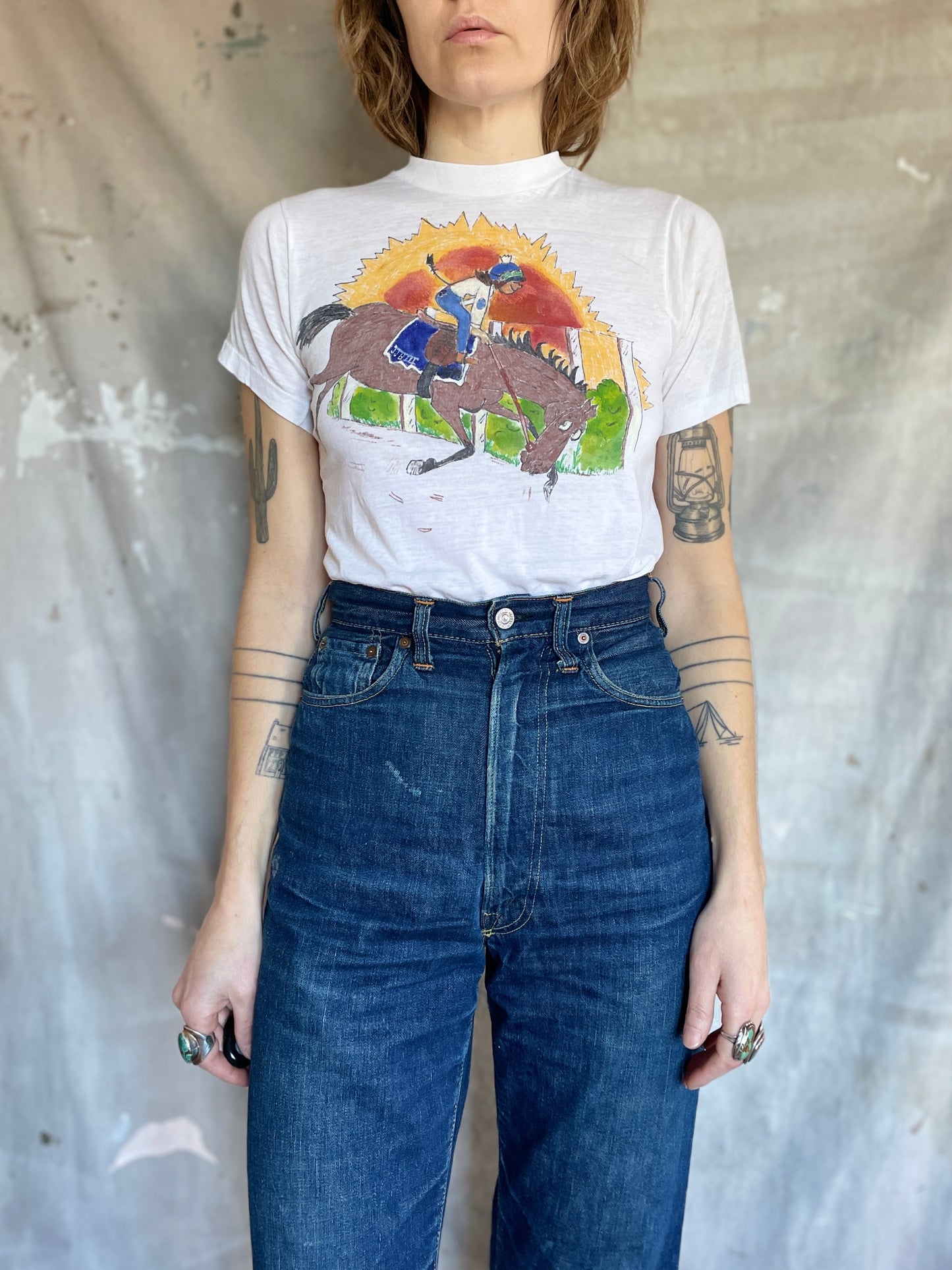 80s Hand Drawn Equestrian Horse Tee