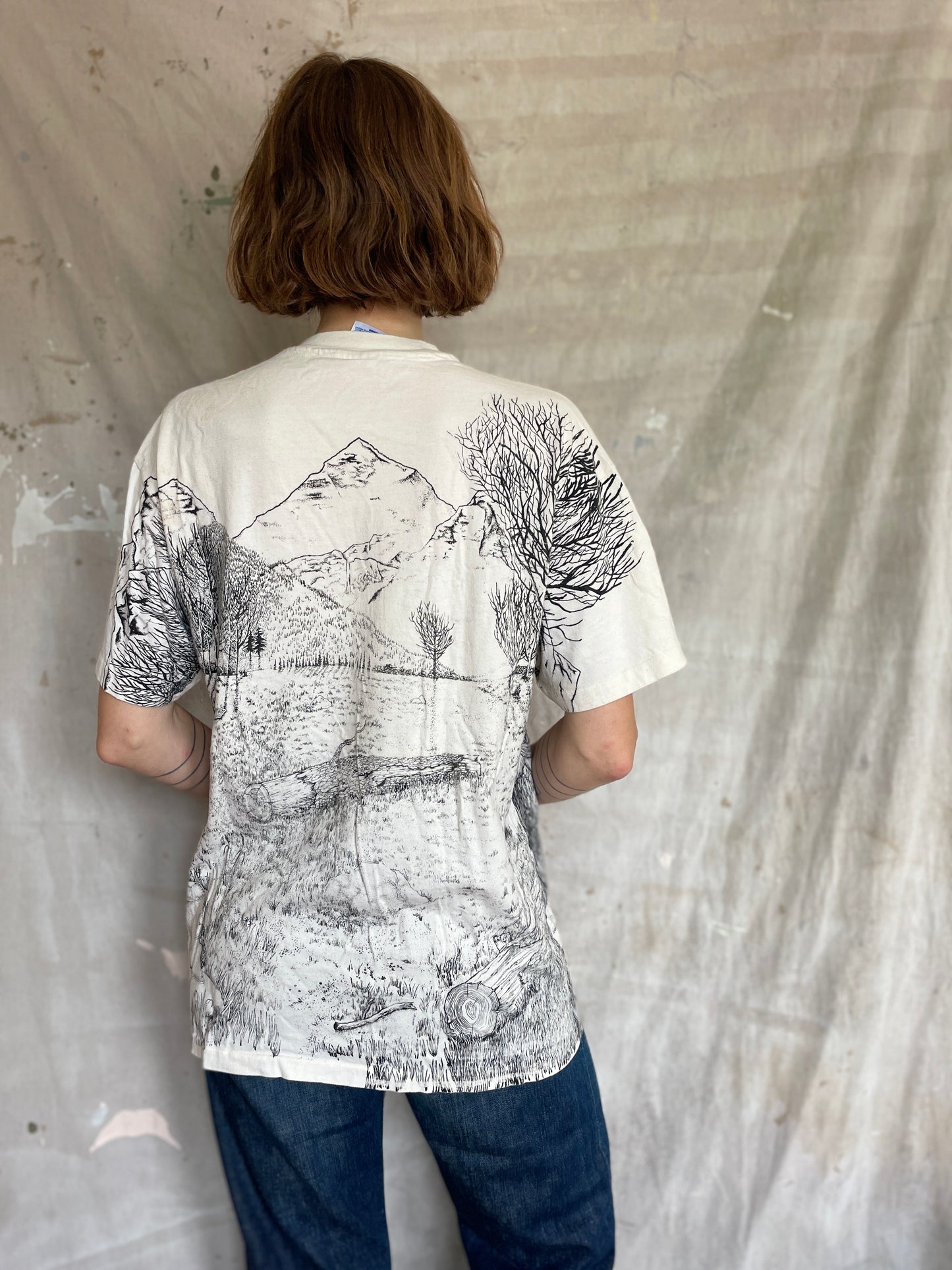 90s All Over Print Wolf Tee