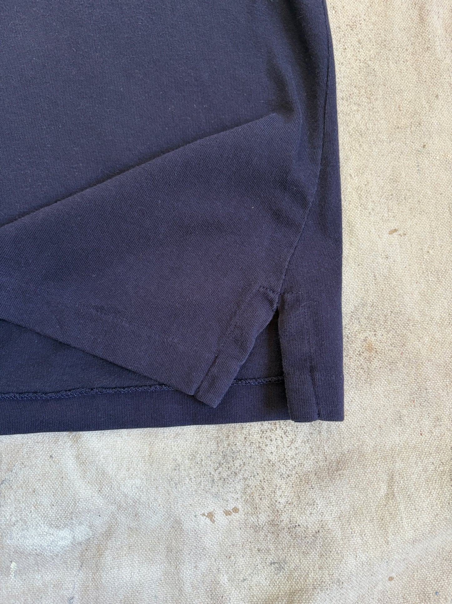 Vintage 90s Lands End Blank Navy Blue Pocket Tee