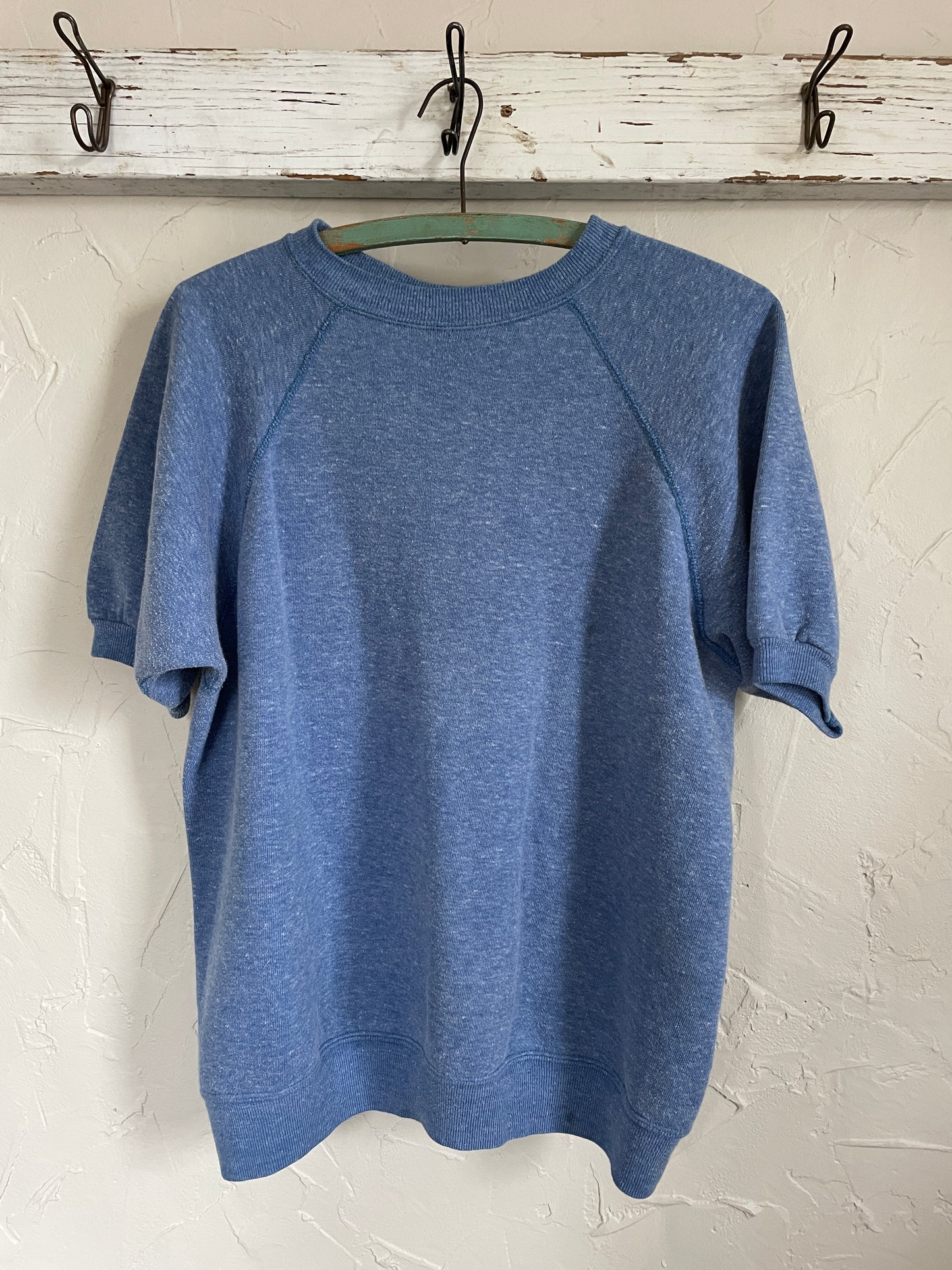 80s Blank Blue Short Sleeve Sweatshirt