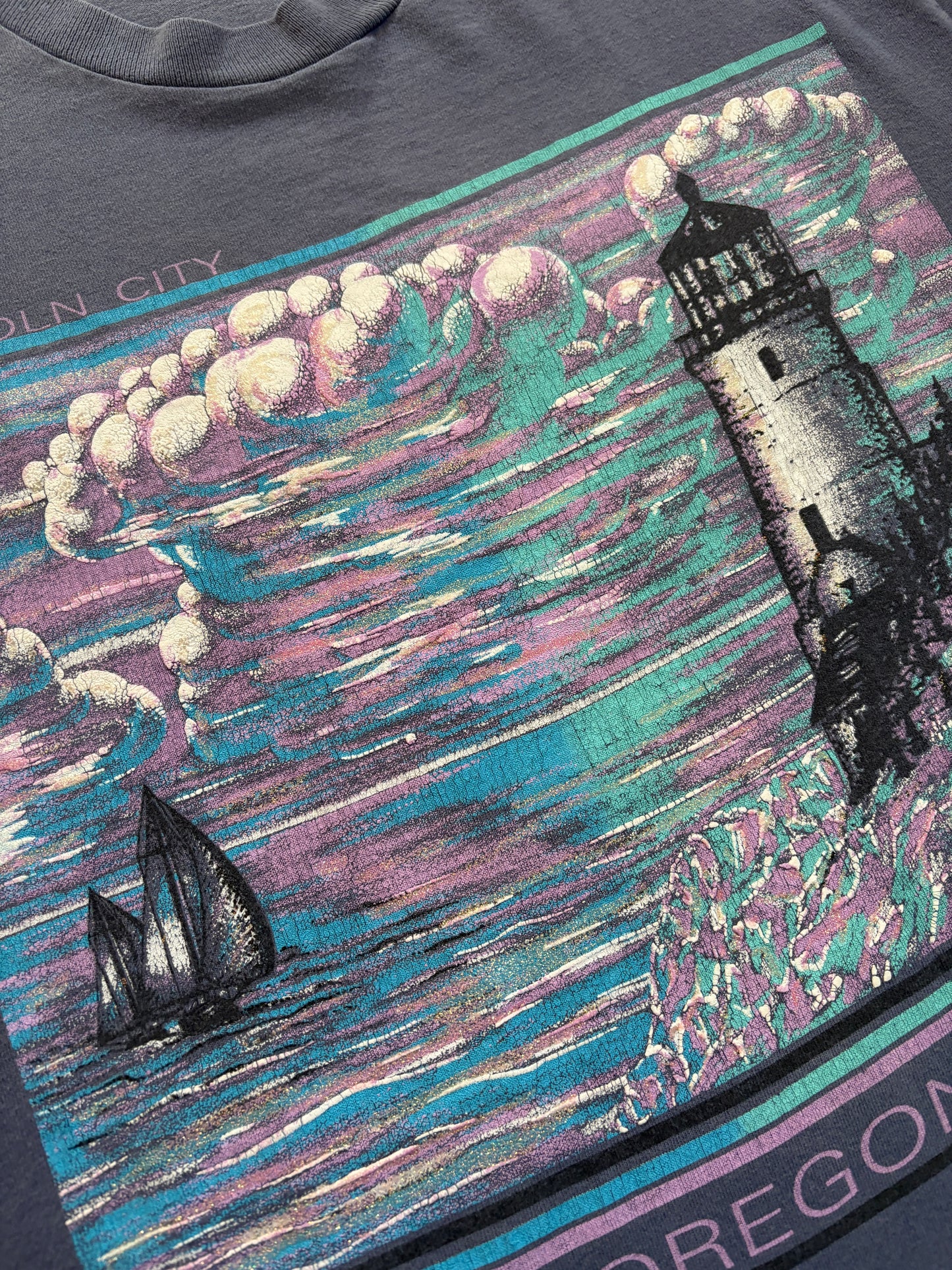Vintage 90s Lincoln City Oregon Lighthouse Tee