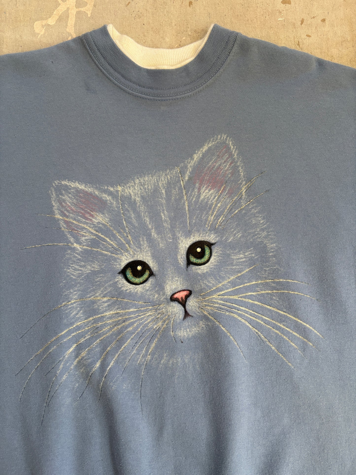 Vintage 90s Painted Cat Face Sweatshirt