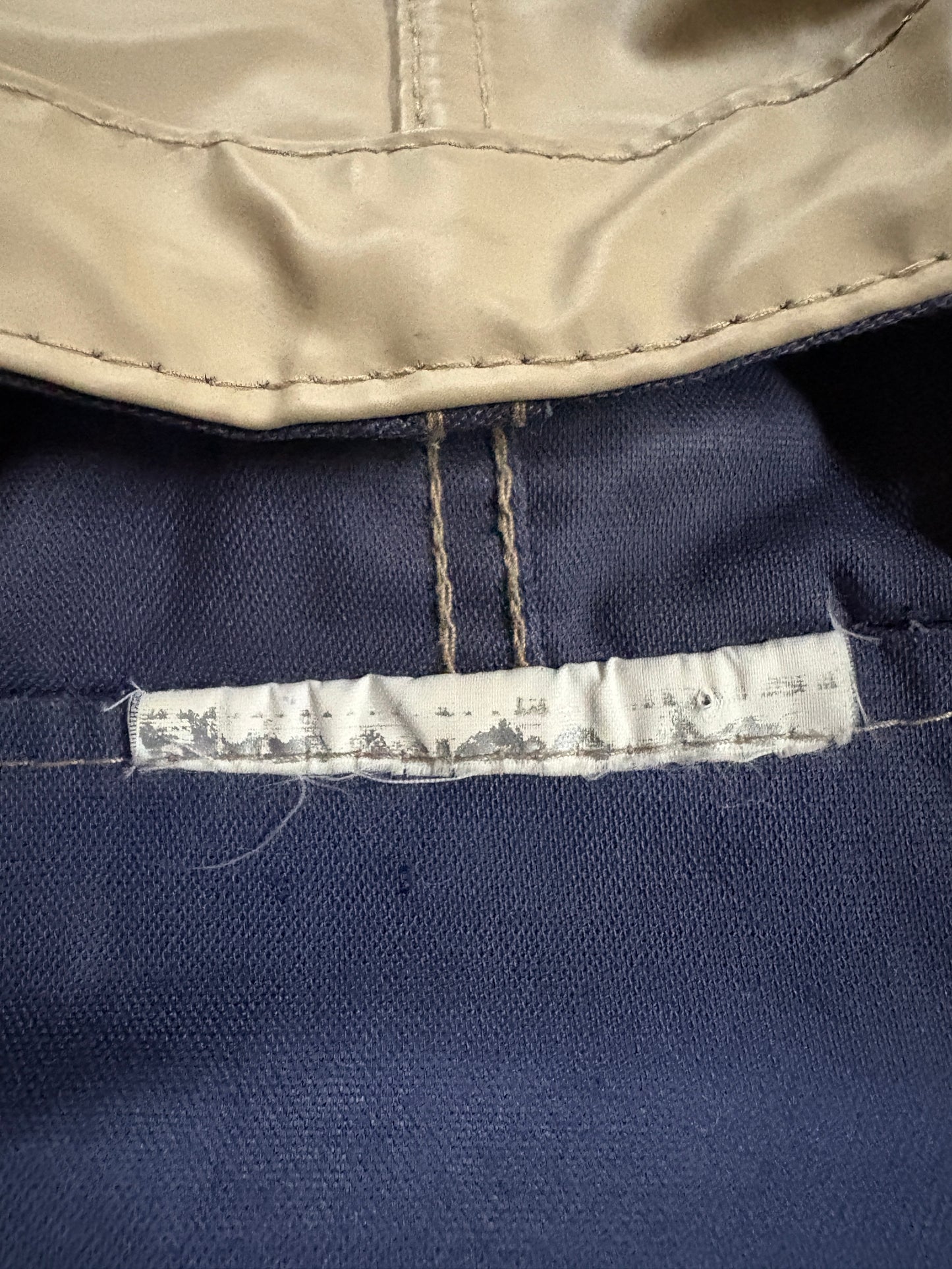 80s Tan Navy Blue Reversible Raincoat