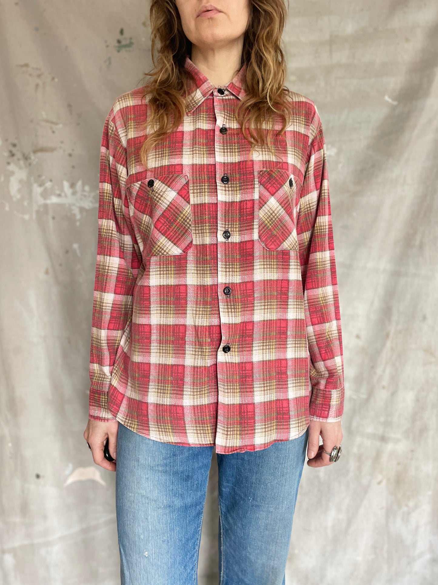 80s Plaid Flannel Shirt