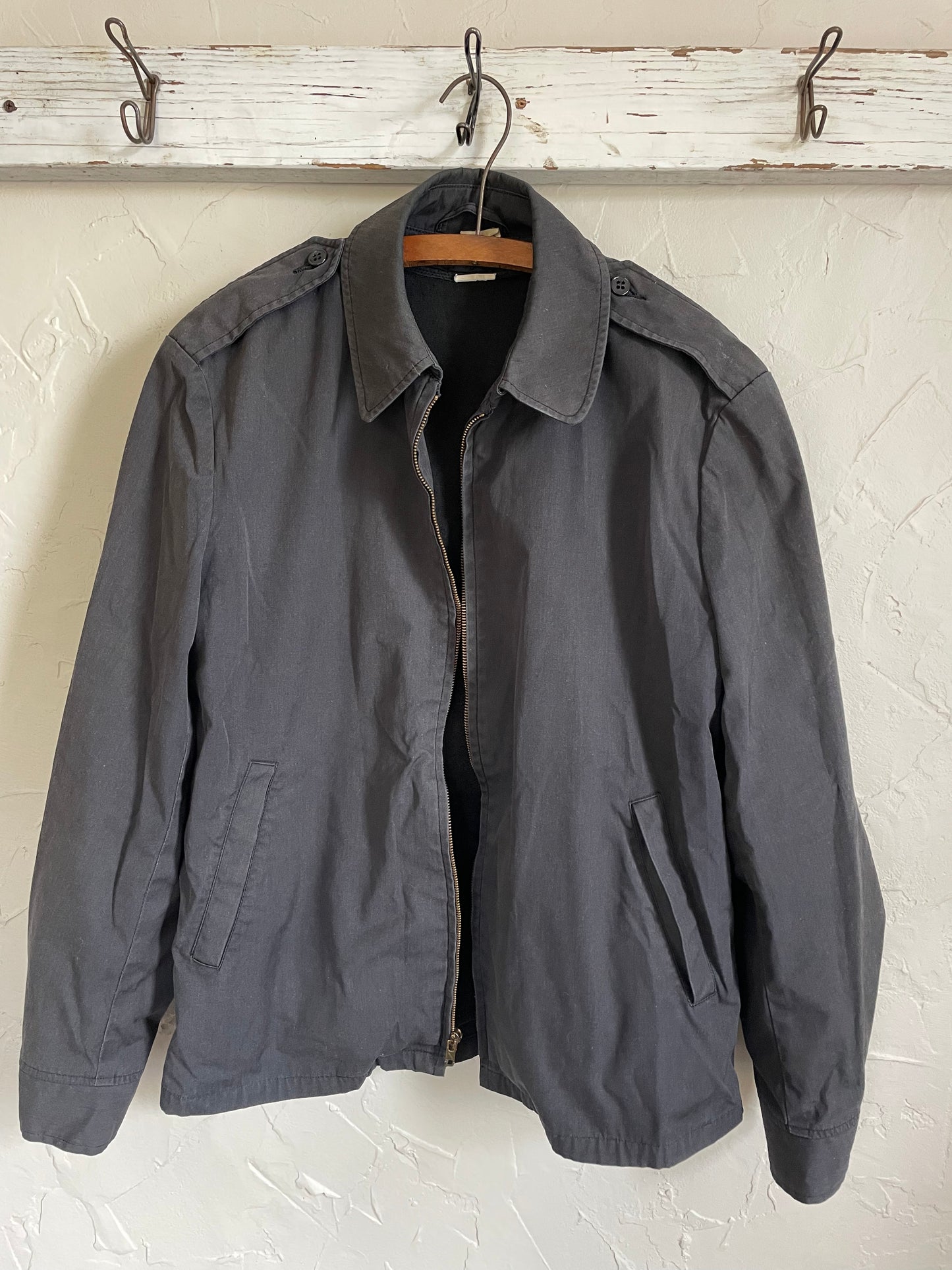 80s Black Water Repellent Lined Army Jacket