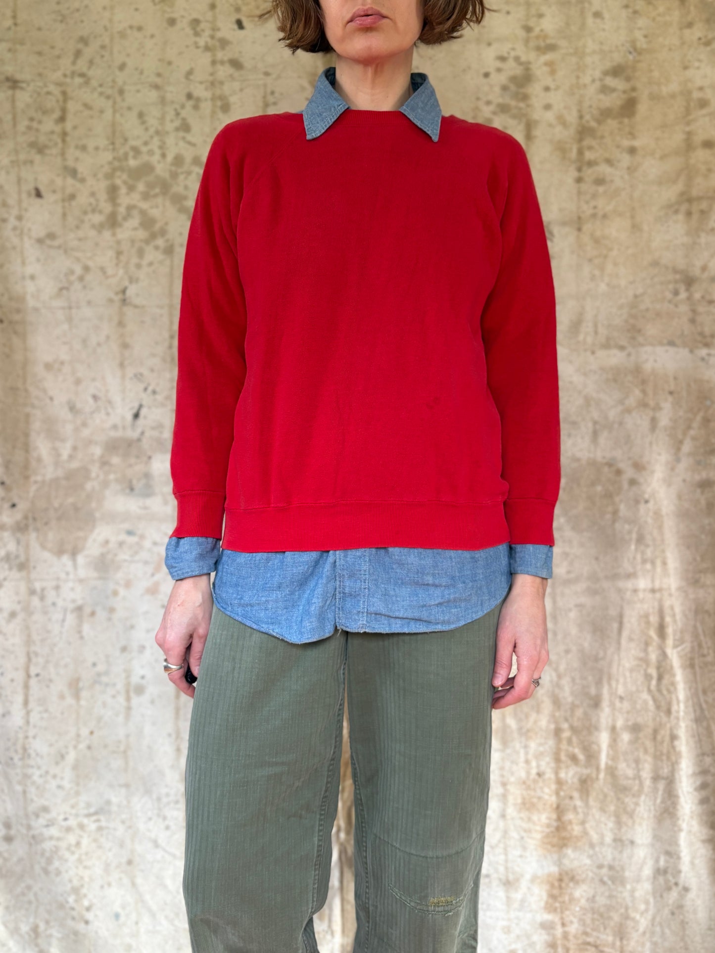 70s Champion Blue Bar Blank Red Sweatshirt