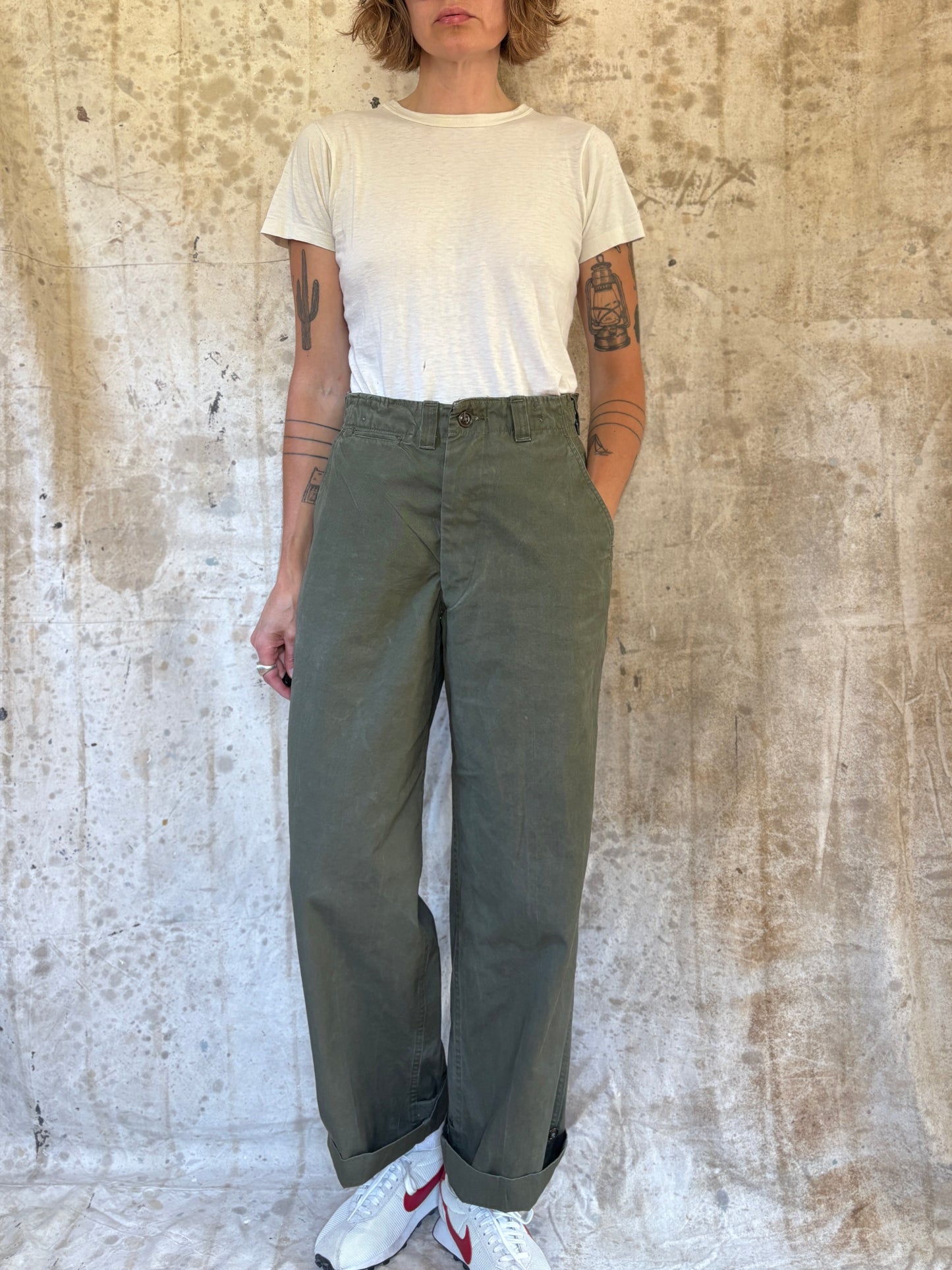 Vintage 50s US Military Cotton Field Trousers Pants