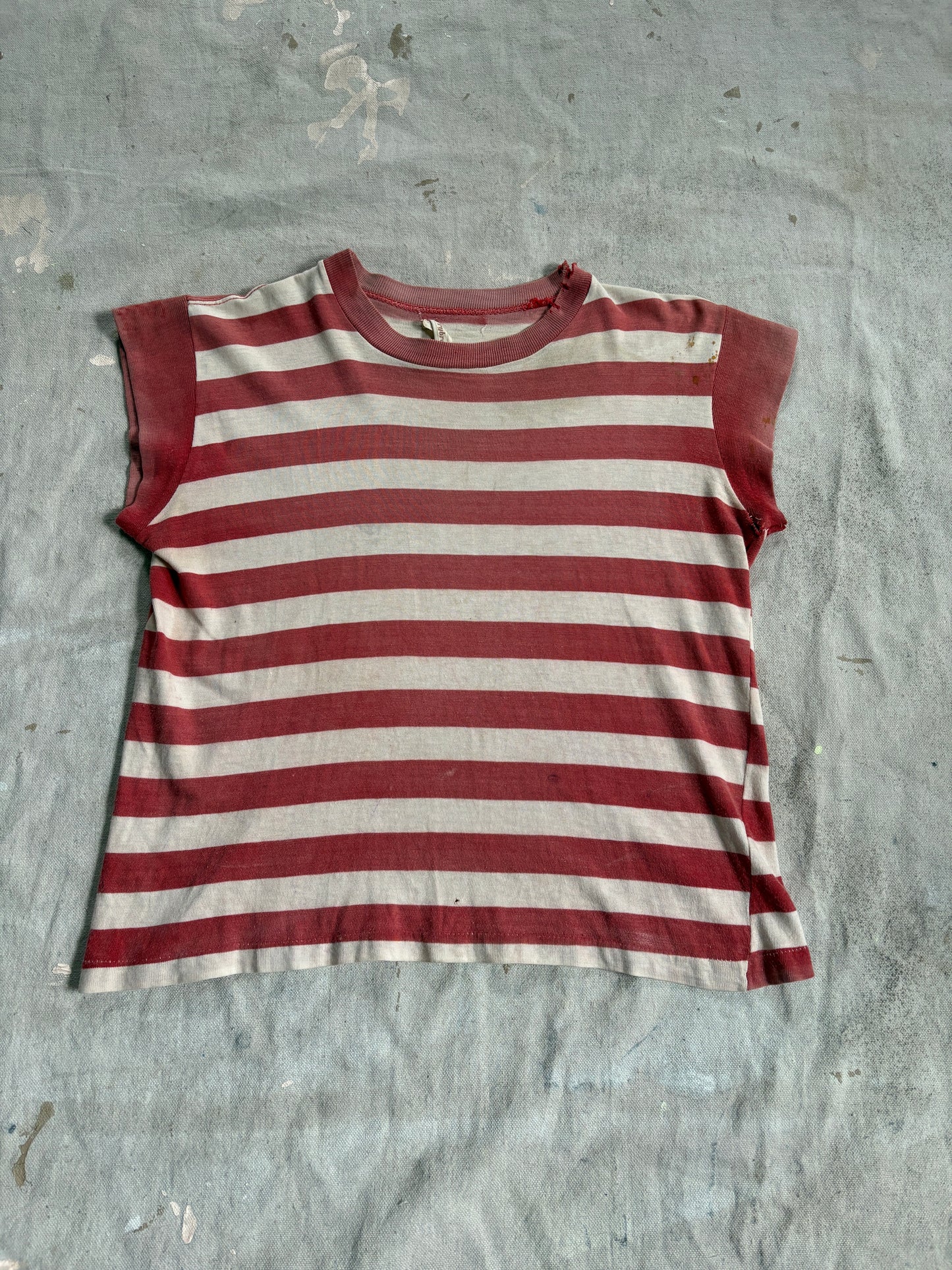 Vintage 50s Faded Red And White Stripe Tee
