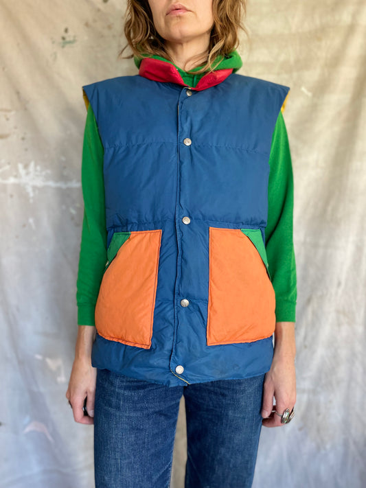 80s Block Color Goose Down Vest