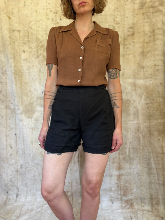 Vintage 40s Brown Blouse