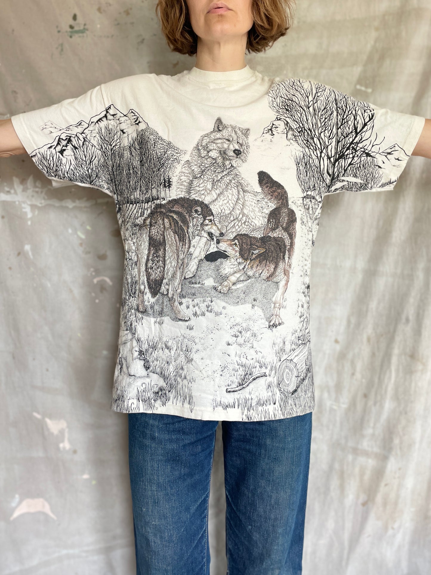 90s All Over Print Wolf Tee