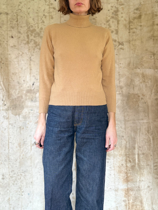 70s Cashmere Camel Turtleneck Sweater
