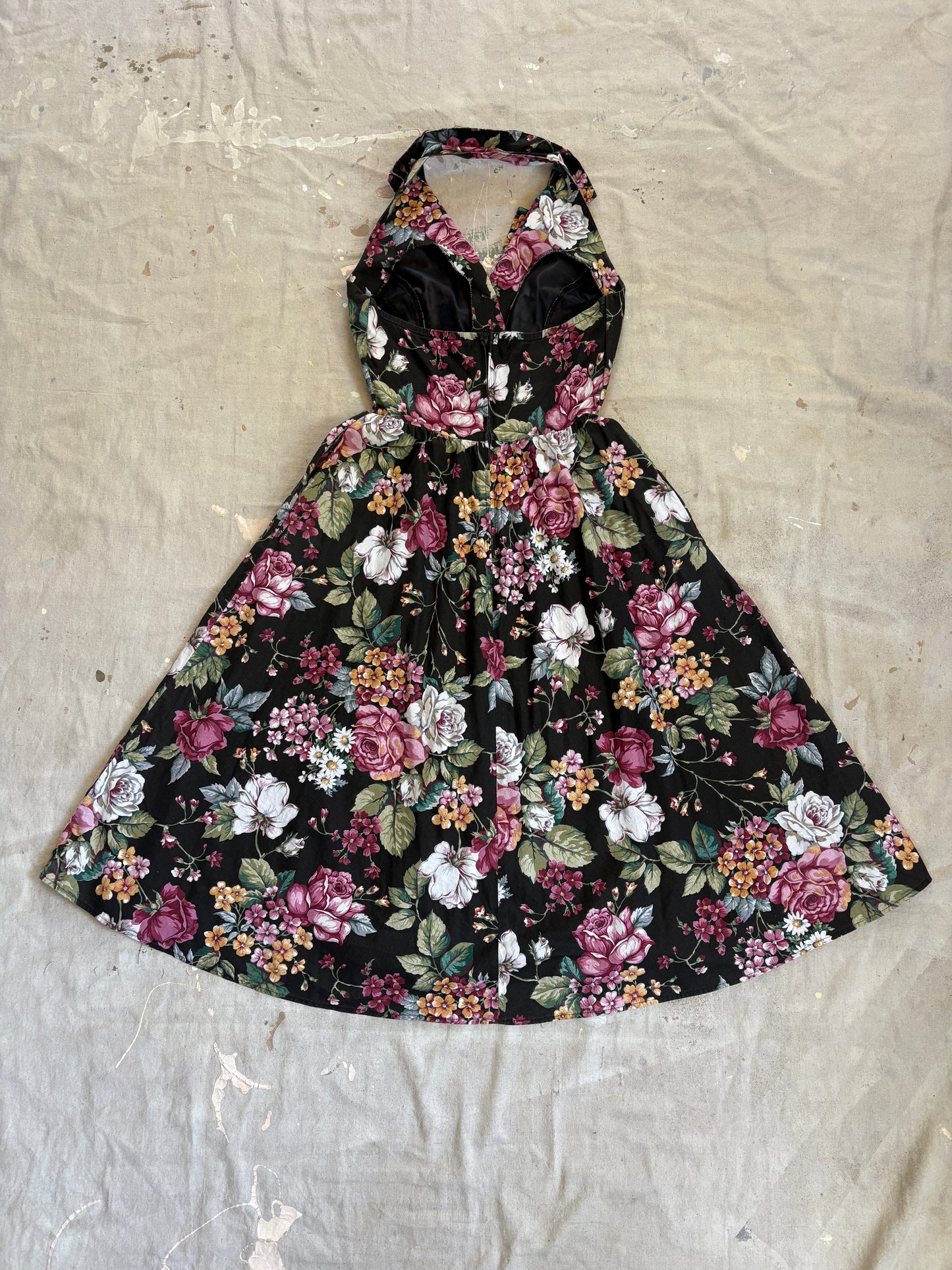 Vintage 90s Floral Halter Dress