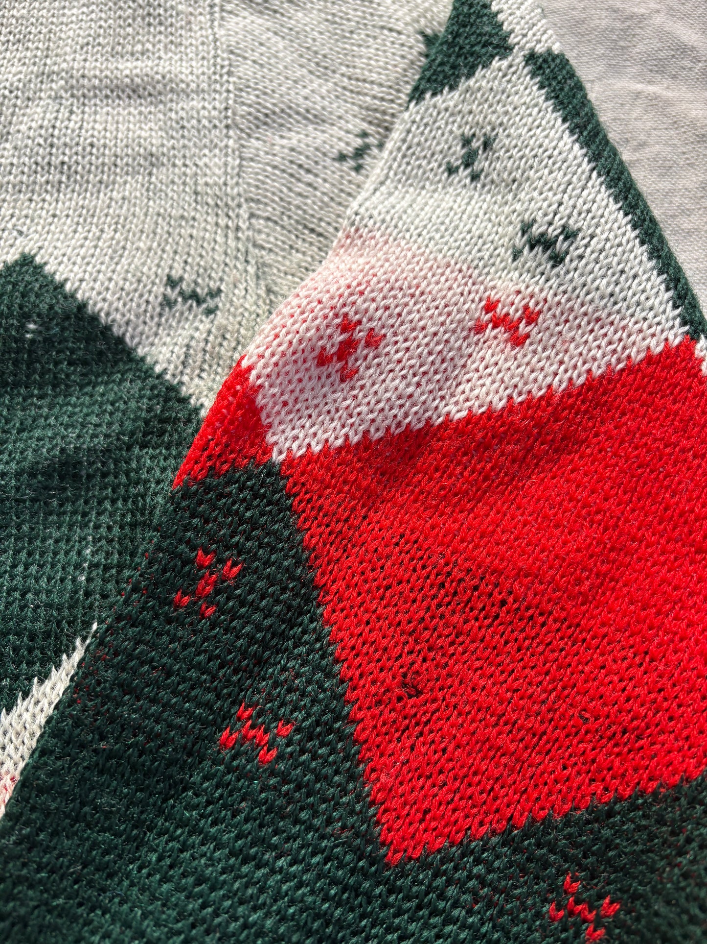 Vintage 50s Red, Green, White Diamond Holiday Sweater