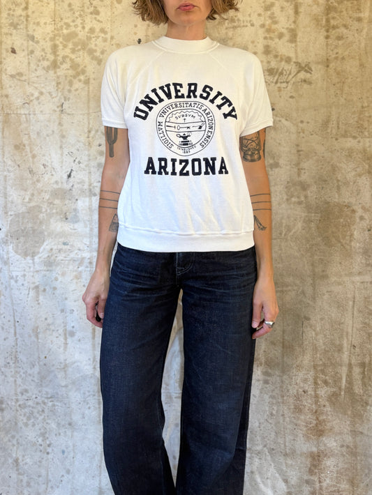 Vintage 70s/80s University Of Arizona Flocked Short Sleeve Sweatshirt