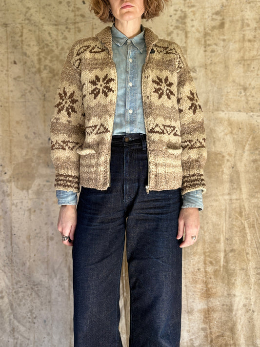 50s Snowflake Cowichan Style Sweater