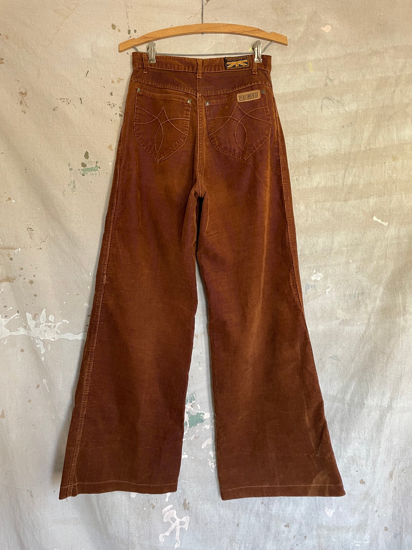 70s Wide Leg Rust Corduroy Pants