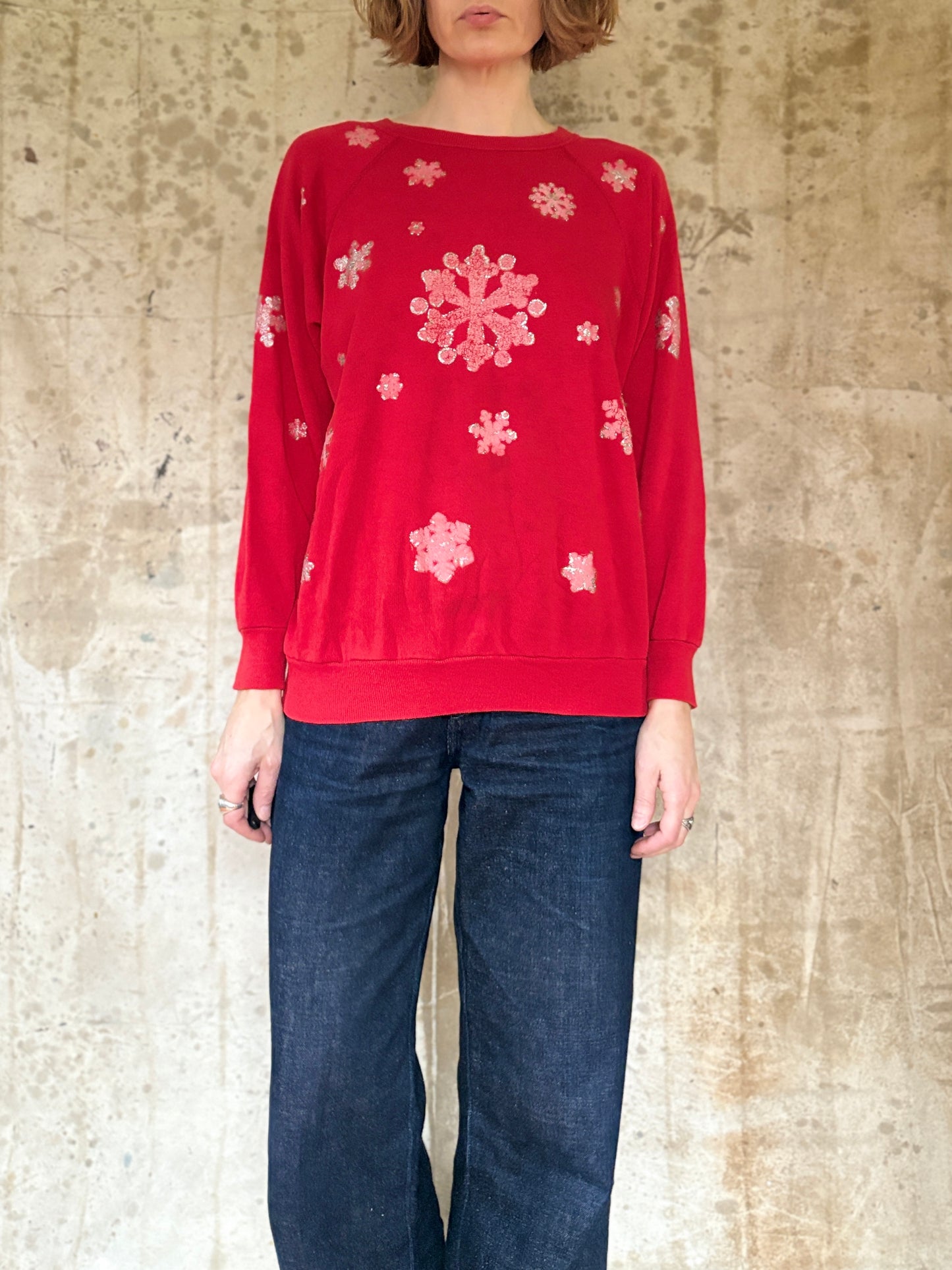 Vintage 80s Handmade Snowflake “Ugly Christmas” Sweatshirt