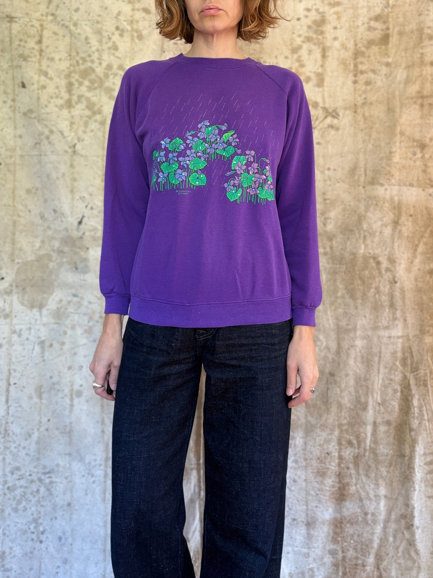 Vintage 80s/90s Violet Flower Sweatshirt