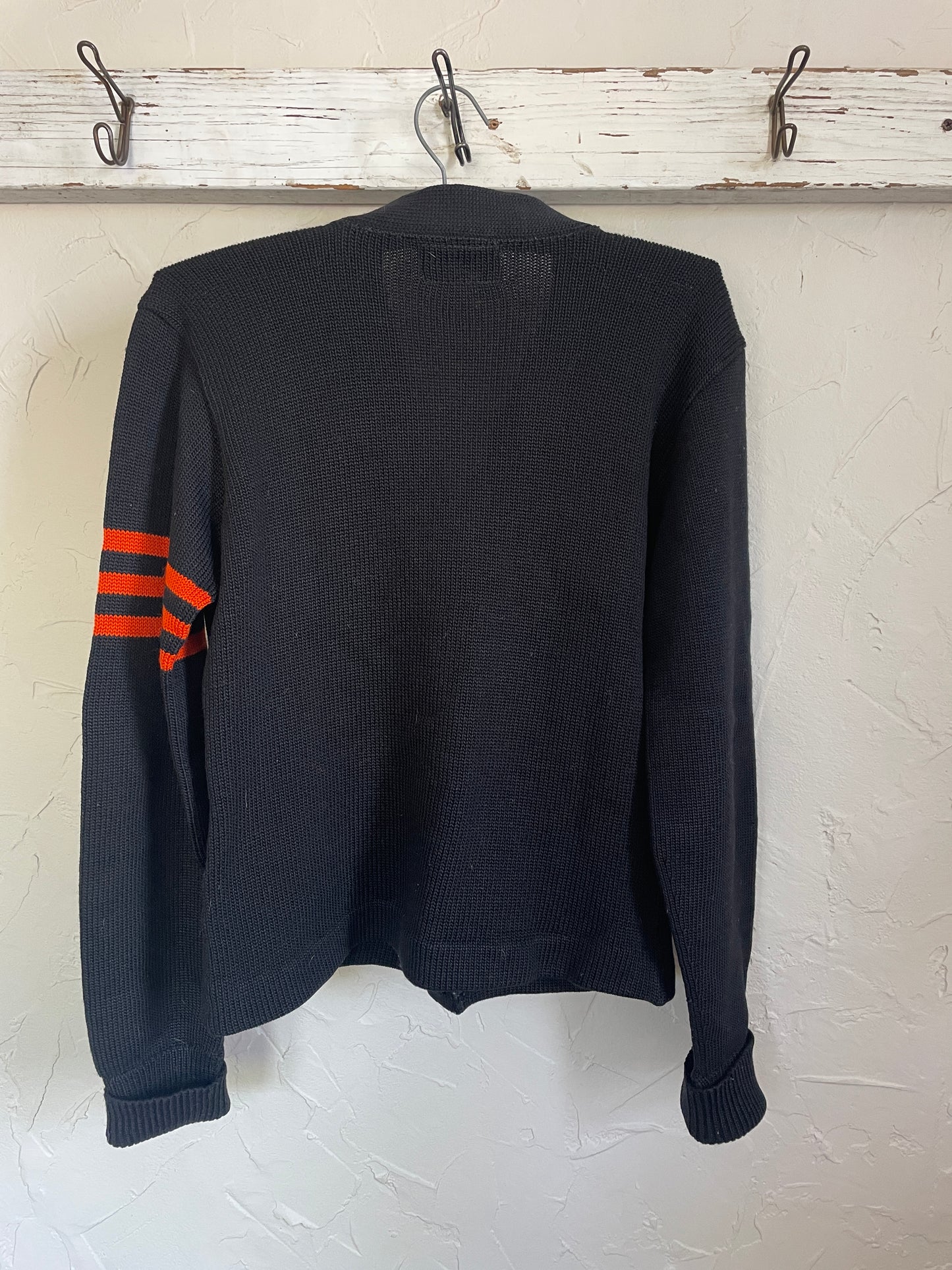 50s Black And Orange Letterman Sweater