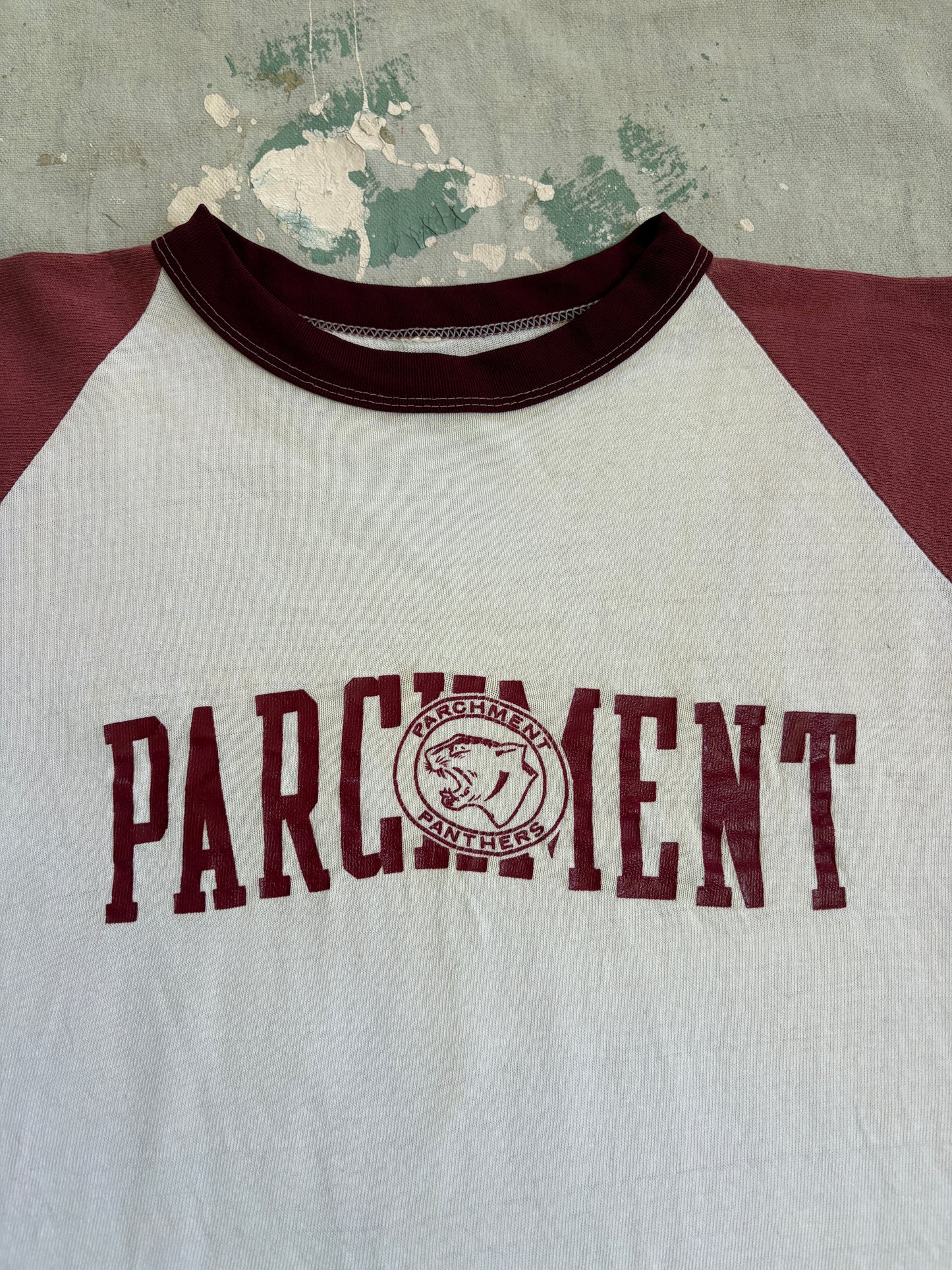 Vintage 70s Parchment Panthers Baseball Tee