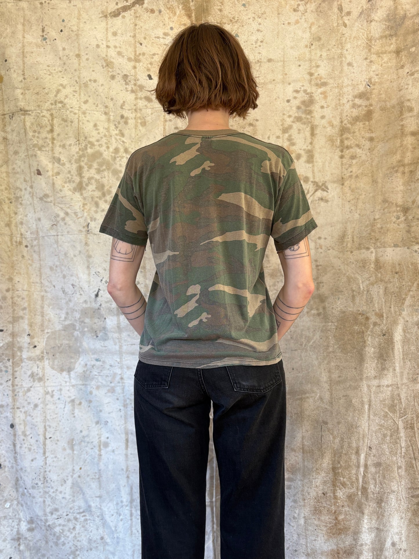 Vintage 80s Woodland Camo Pocket Tee