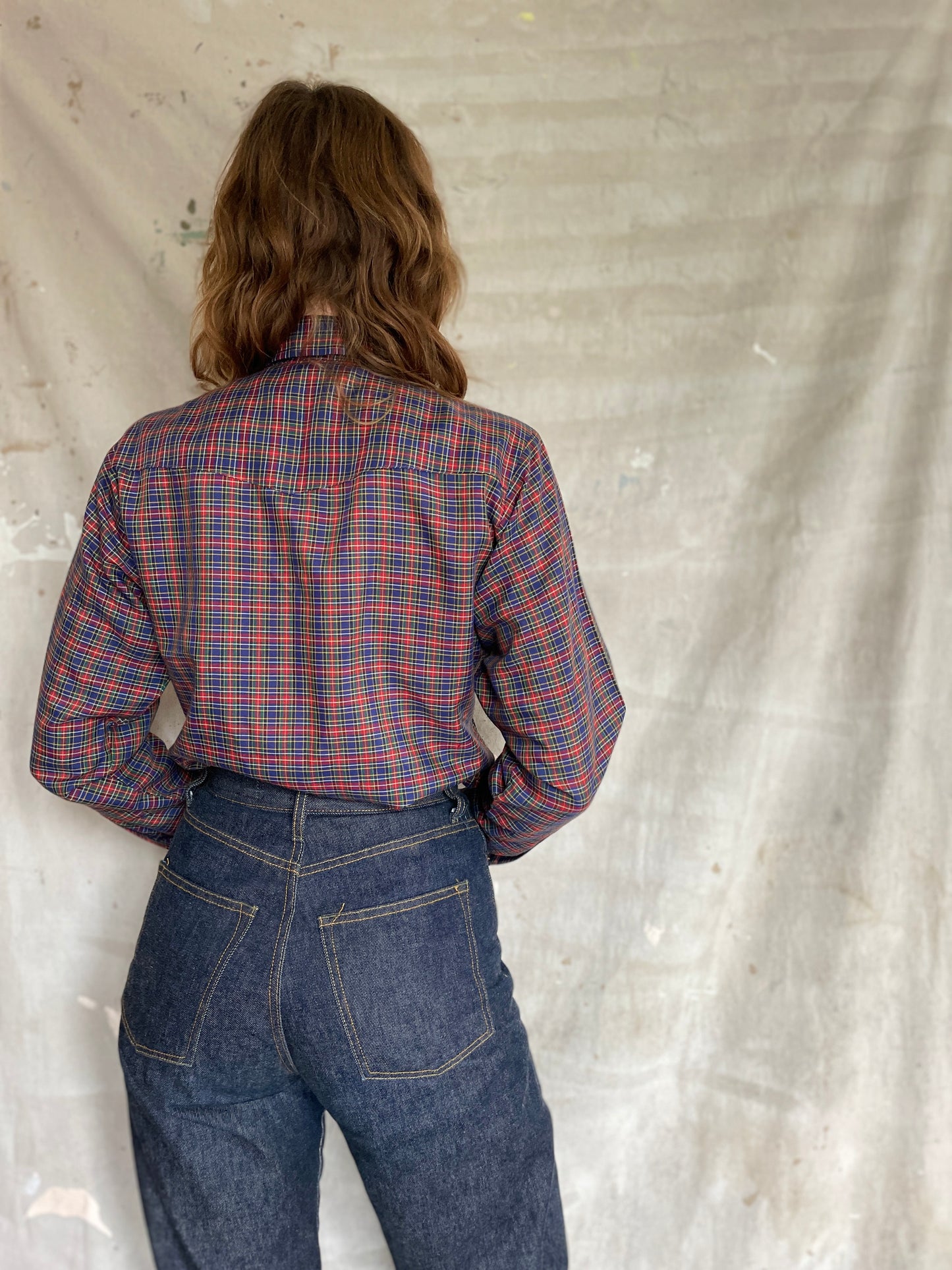 80s Plaid Pearl Snap Western Shirt