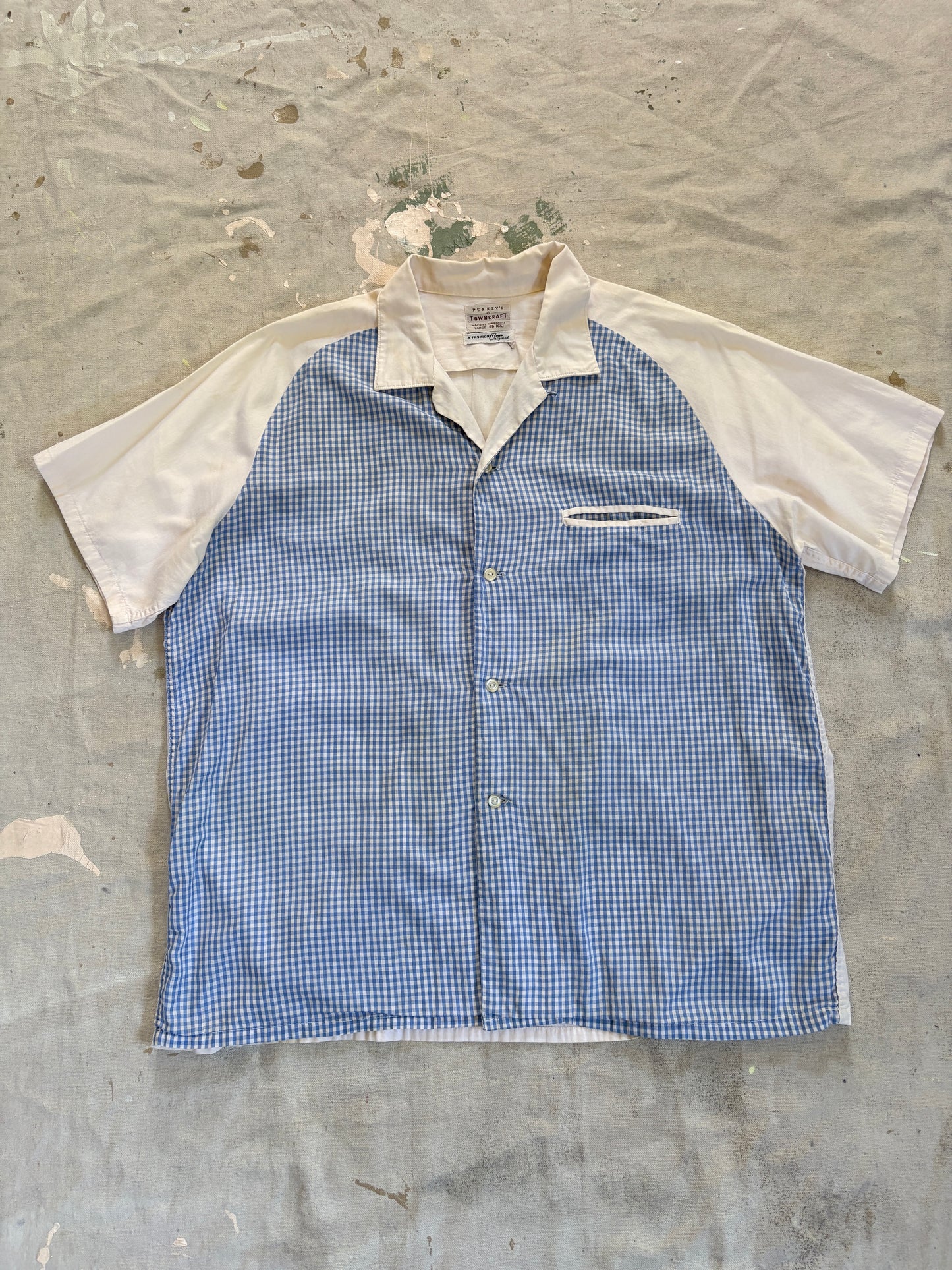 Vintage 60s Penneys Loop Collar Gingham Short Sleeve Shirt