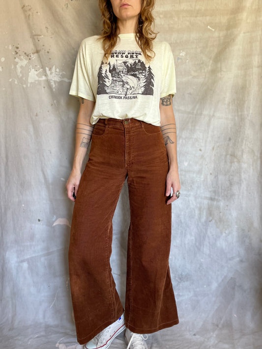 70s Wide Leg Rust Corduroy Pants