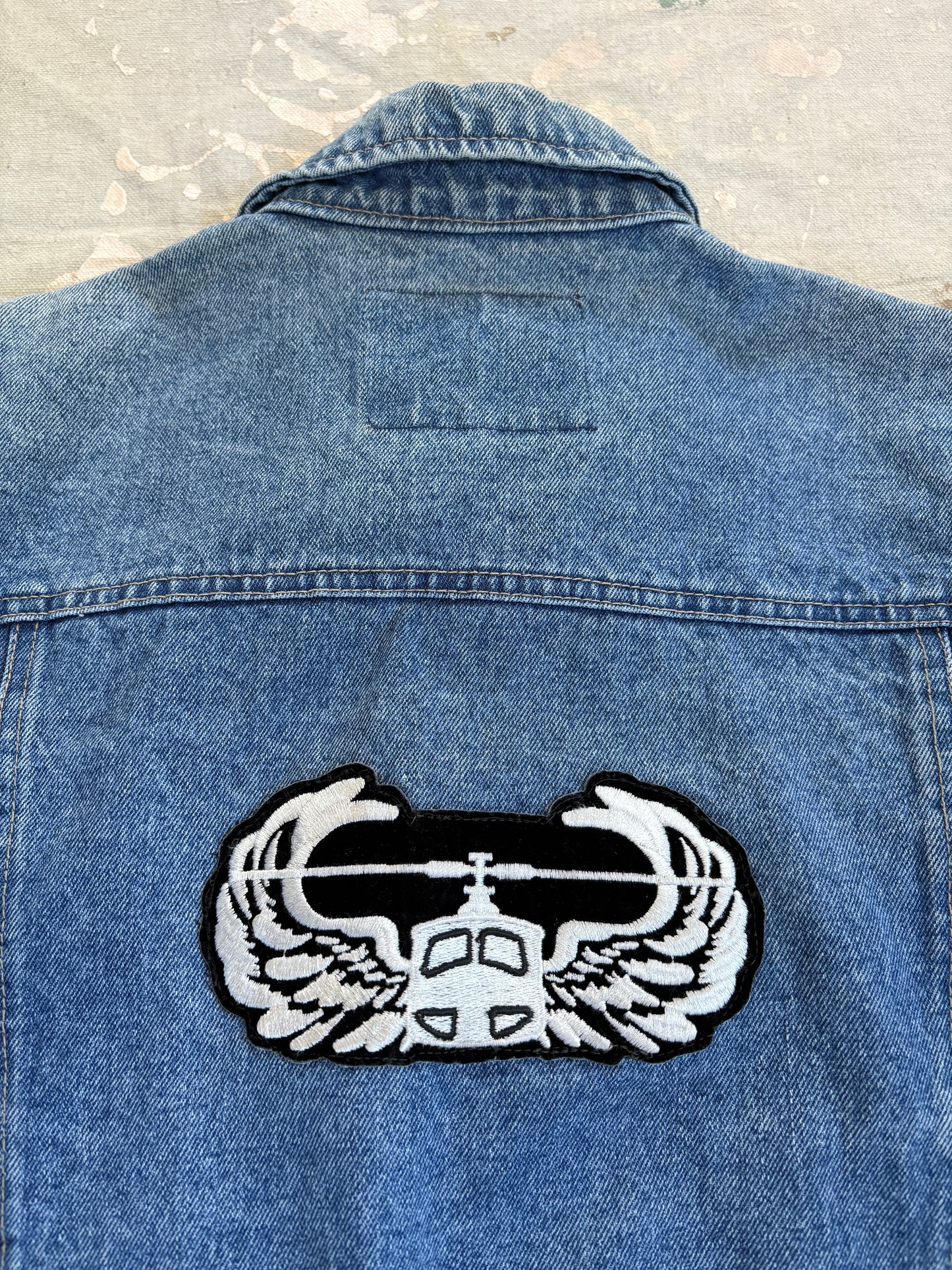 Vintage 90s Today’s News Jean Jacket Air Borne Patch