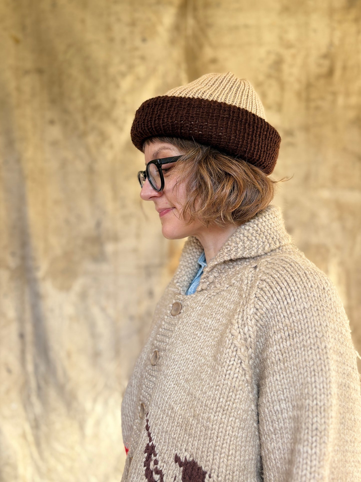 Brown And Tan Reversible Beanie