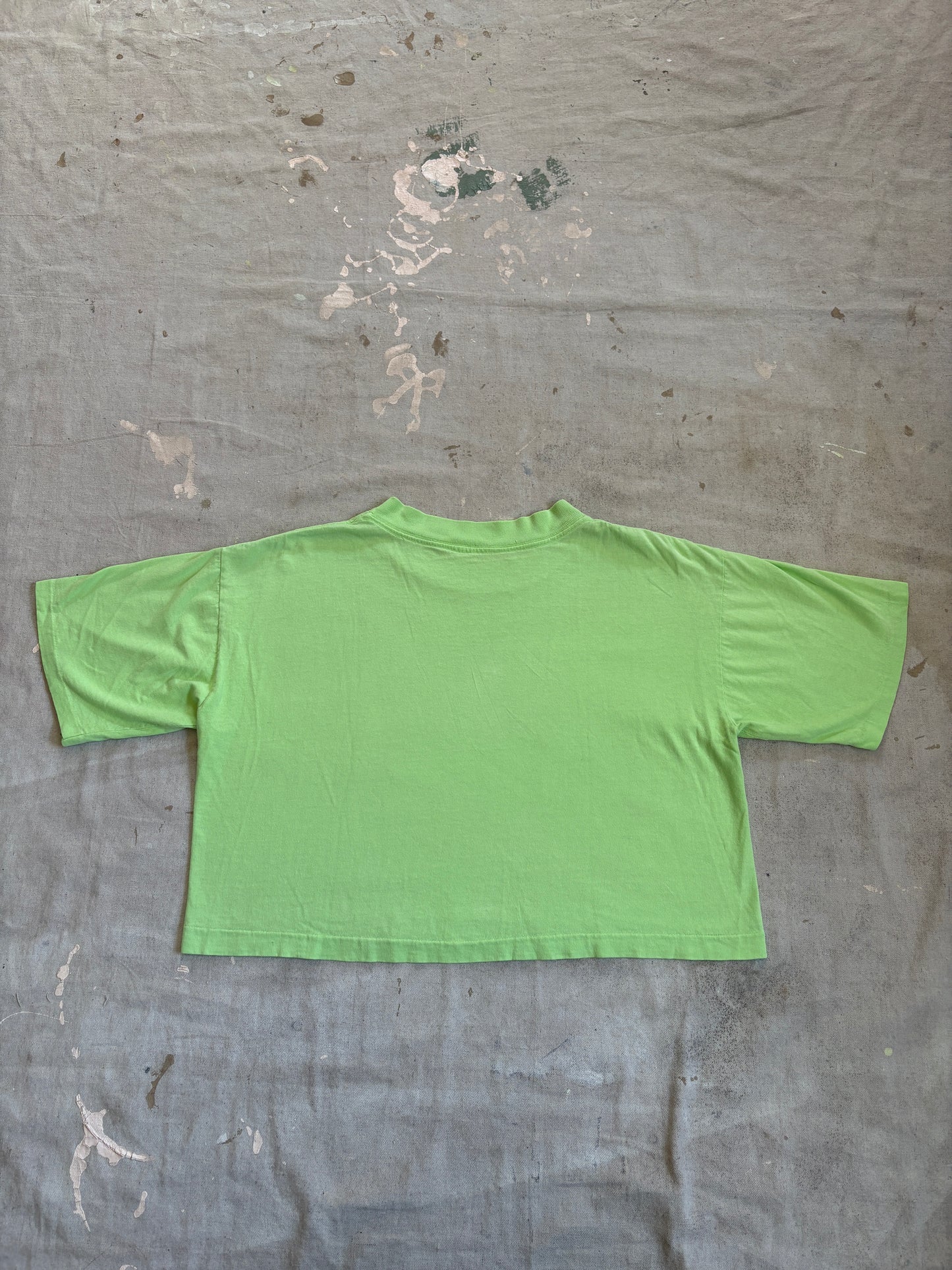 Vintage 90s Cropped Blank Neon Green Tee