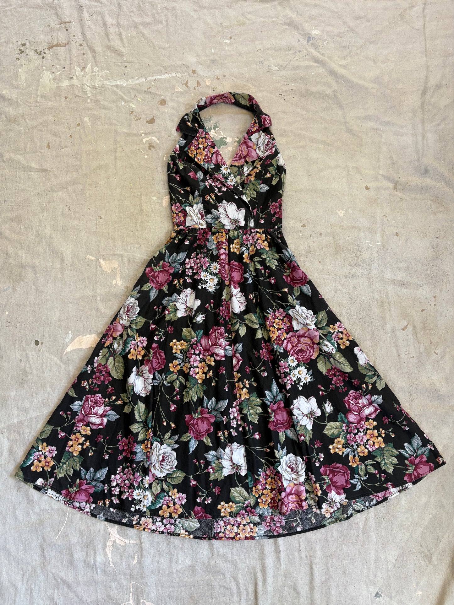 Vintage 90s Floral Halter Dress