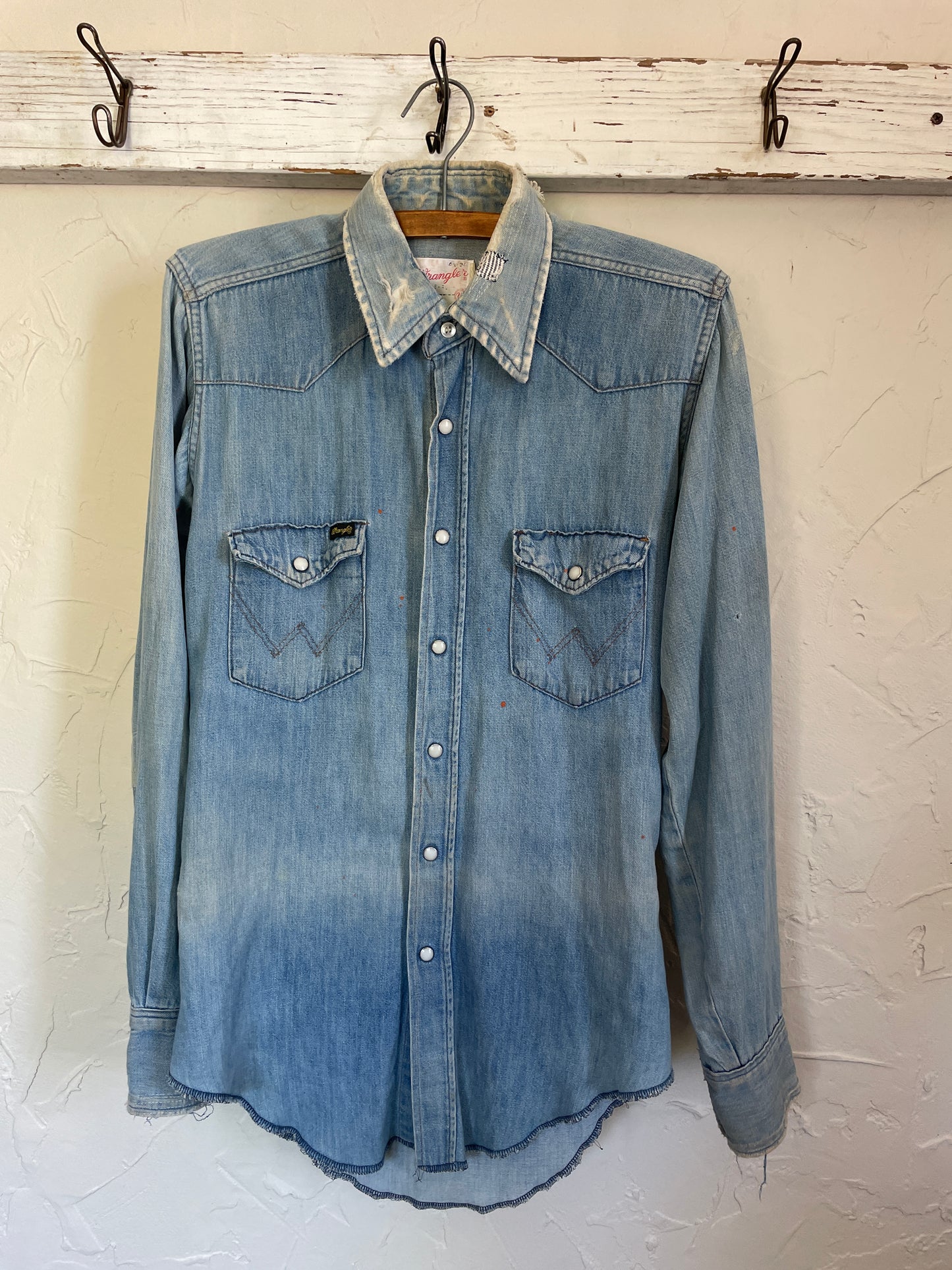 70s Wrangler Pearl Snap Chambray Shirt