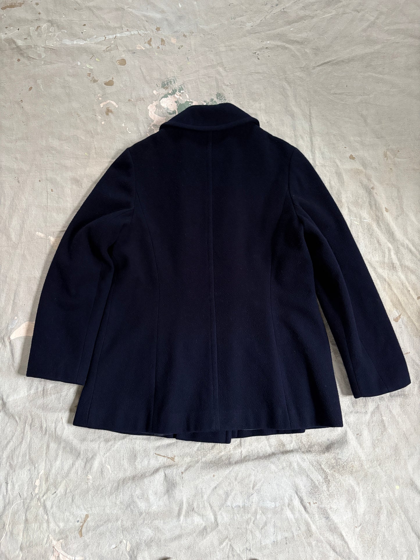 80s Navy Blue Double Breasted Peacoat
