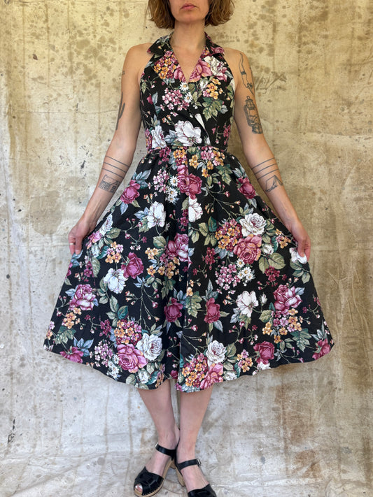 Vintage 90s Floral Halter Dress