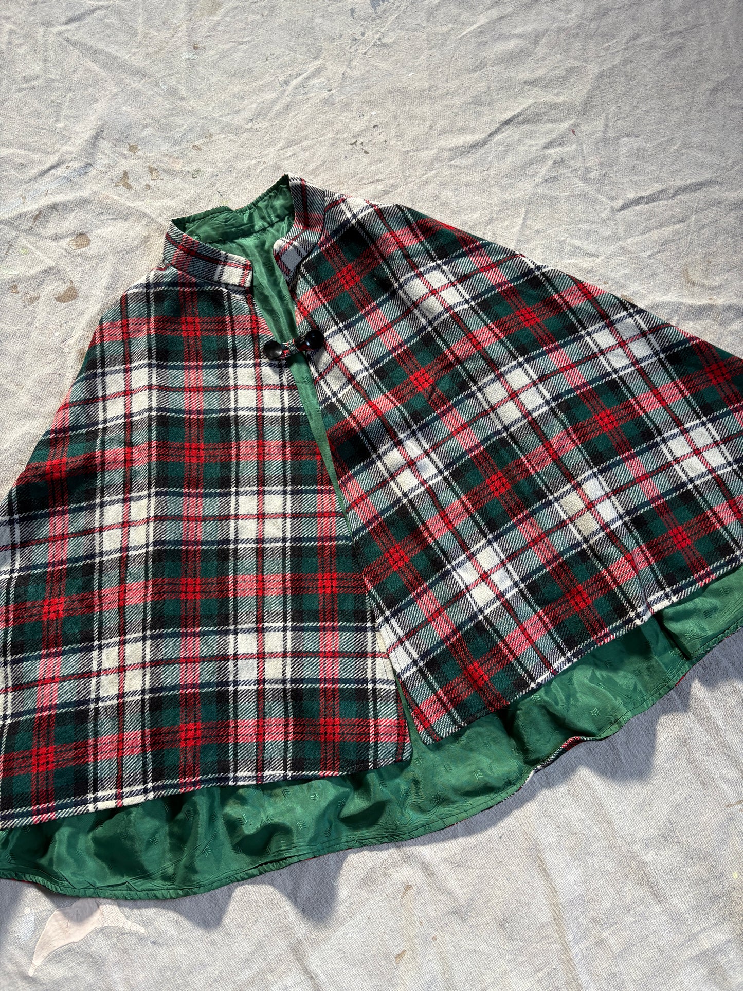 Vintage 70s Handmade Plaid Cape