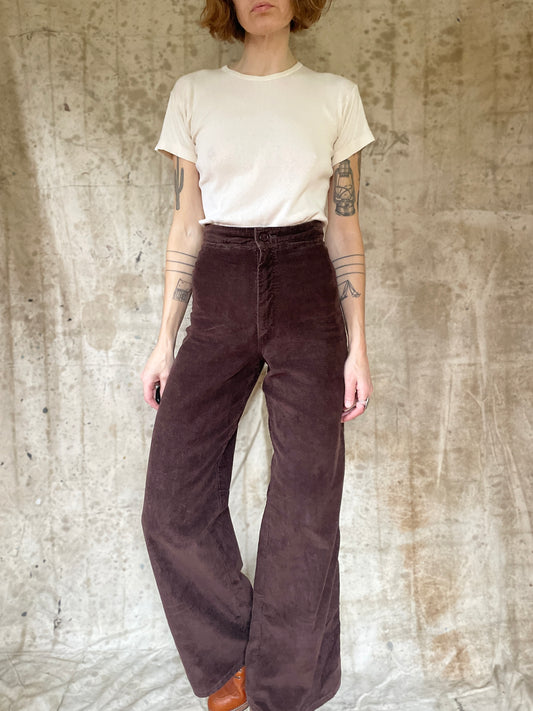 70s Wrangler Brown Wide Leg Corduroy Pants