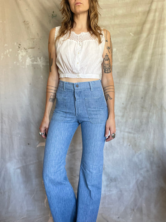 70s Light Wash Bell Bottom Jeans