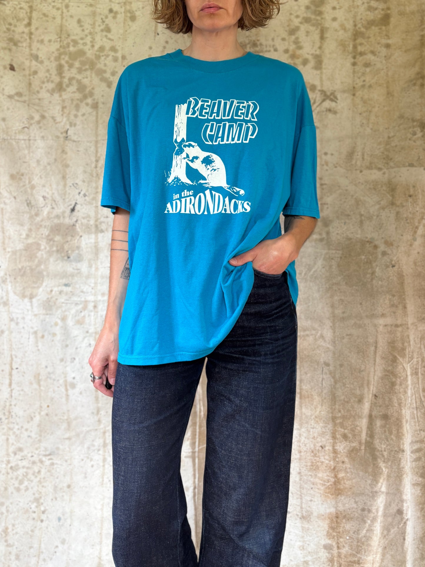 Vintage 90s/Y2K Beaver Camp In The Adirondacks New York Tee