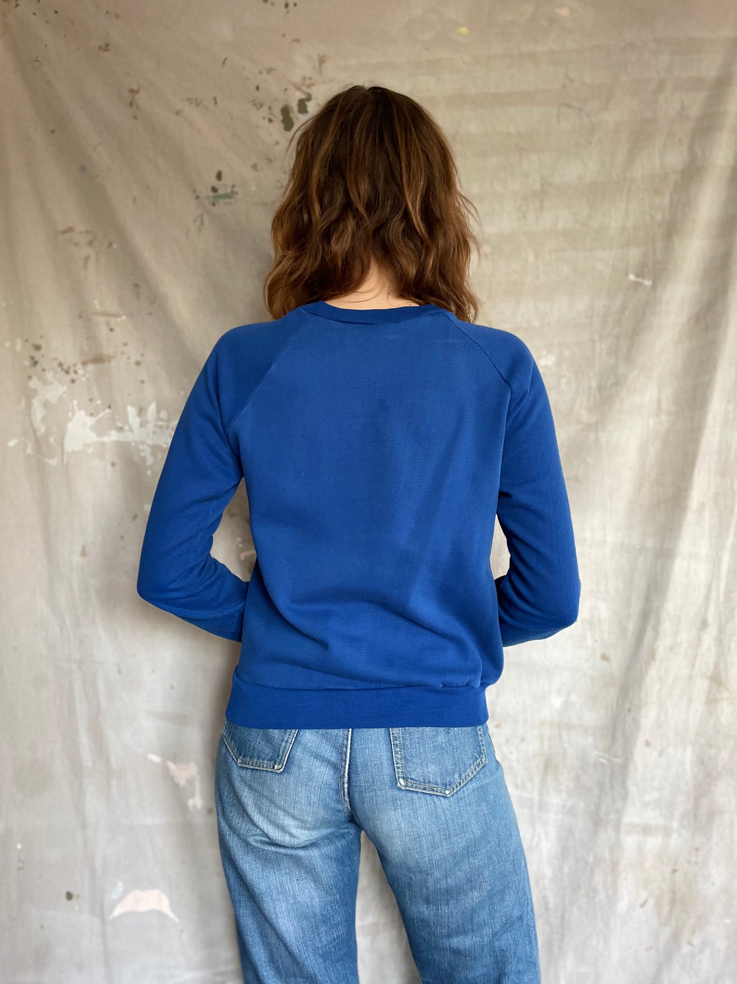 80s Royal Blue Paint Stained Sweatshirt