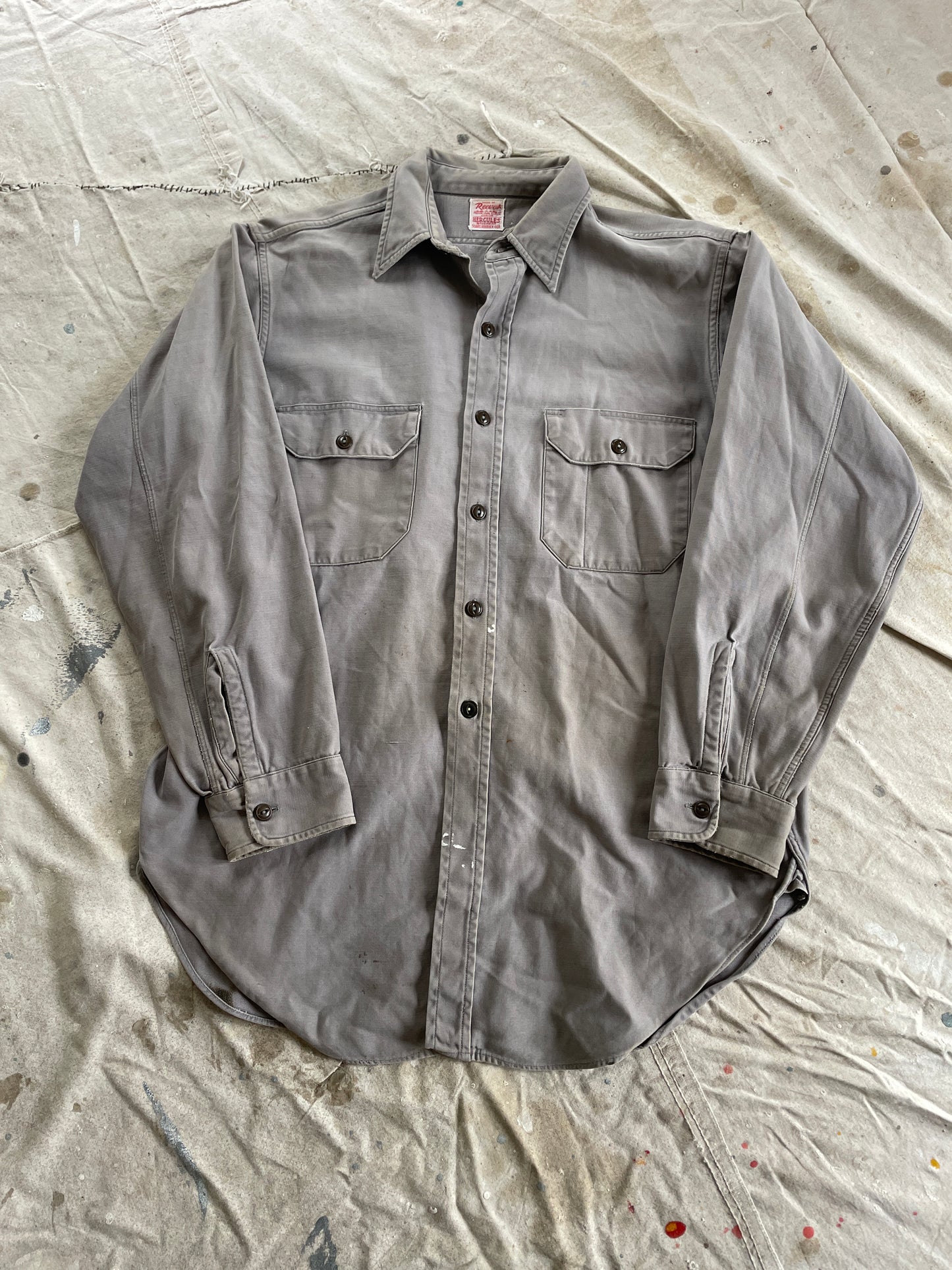 40s/50s Gray Hercules Button Down Shirt