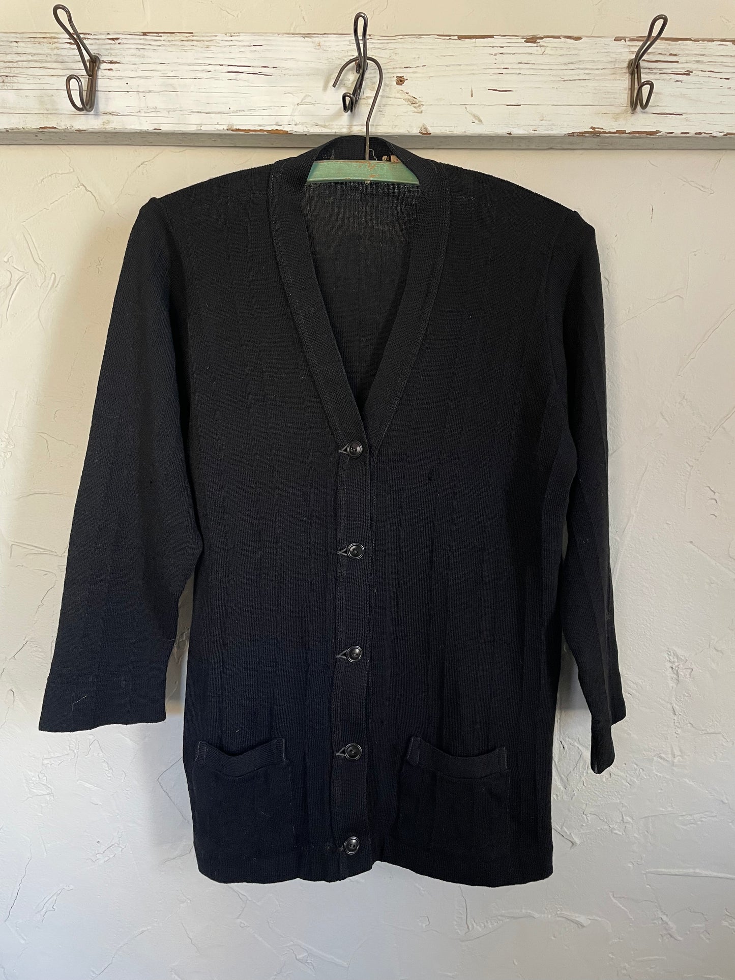 40s Black Ribbed Cardigan